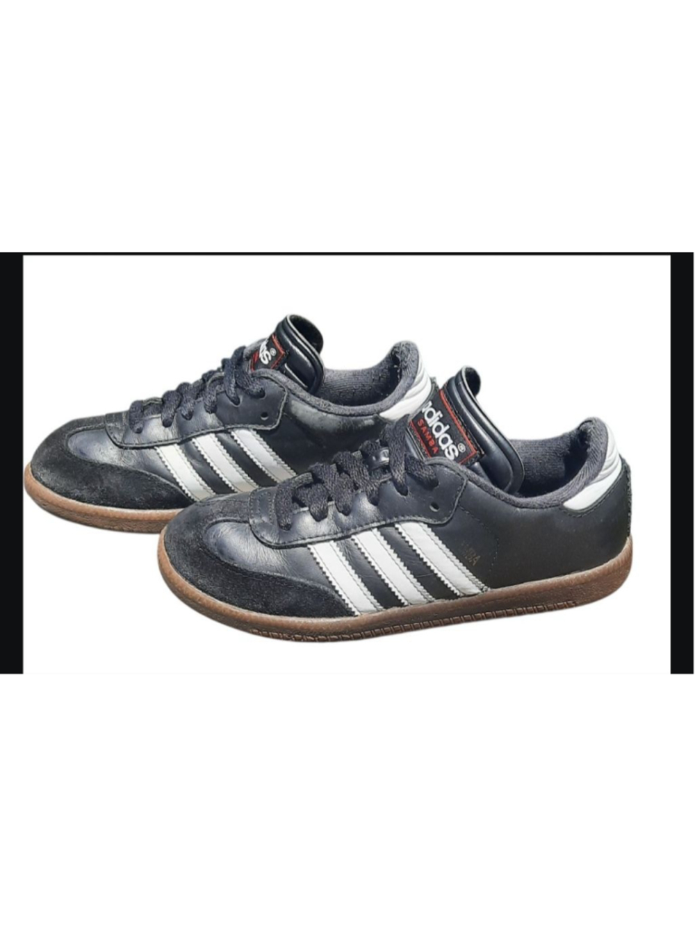 Adidas samba kids youth size 2 shoes black leather soccer sneakers